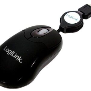 Souris optique LogiLink mini USB avec câble rétractable (ID0016) - Noir