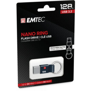 USB Clé 128Go Emtec Nano Ring T100 USB 3.2 (180MB/s)