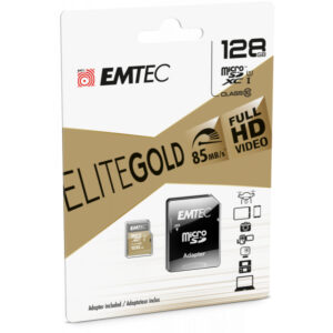 MicroSDXC 256Go EMTEC +adaptateur CL10 EliteGold UHS-I 85MB/s Sous blister