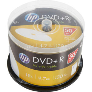 HP DVD+R 4.7GB/120Min/16x Cakebox (50 Disc) Printable Surface DRE00026WIP