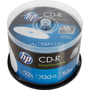 HP CD-R 80Min/700MB/52x Cakebox (50 Disc) Printable Surface  CRE00017WIP