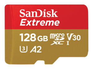 SanDisk Extreme Carte  MicroSDXC 128 Go Adaptateur CL10 UHS-I U3 SDSQXAA-128G-GN6AA