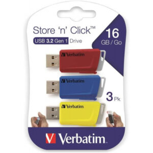 Verbatim Clé USB Store 'n Click 3 x 16 Go Rouge / Bleu / Jaune - USB Type-A